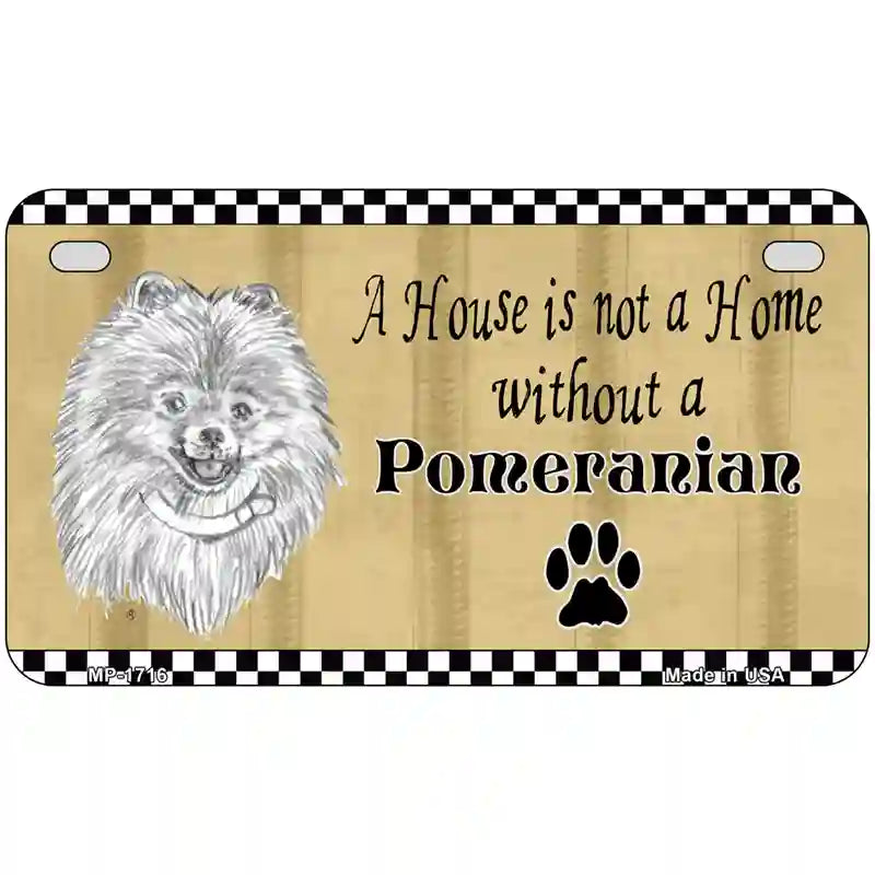 Pencil Sketch Pomeranian Metal Dog Novelty License Plate 7" x 4" (MP)