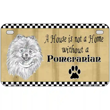 Pencil Sketch Pomeranian Metal Dog Novelty License Plate 7" x 4" (MP)