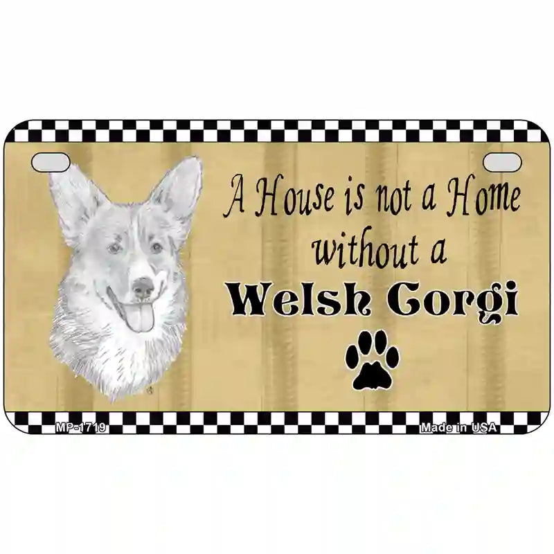 Pencil Sketch Welsh Corgi Metal Novelty License Plate 7" x 4" (MP)