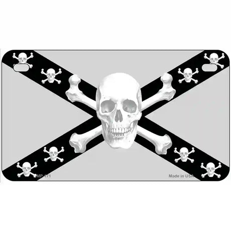 Skull Black & Silver Metal Novelty License Plate 7" x 4" (MP)