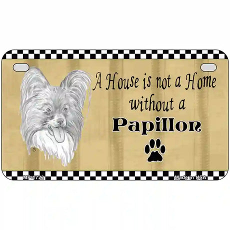 Pencil Sketch Papillon Metal Novelty License Plate 7" x 4" (MP)