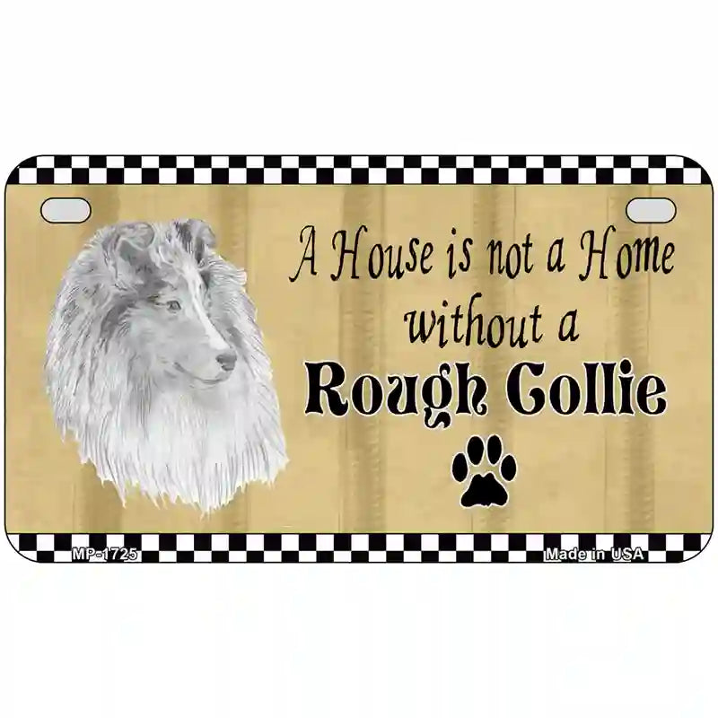 Pencil Sketch Rough Collie Metal Novelty License Plate 7" x 4" (MP)