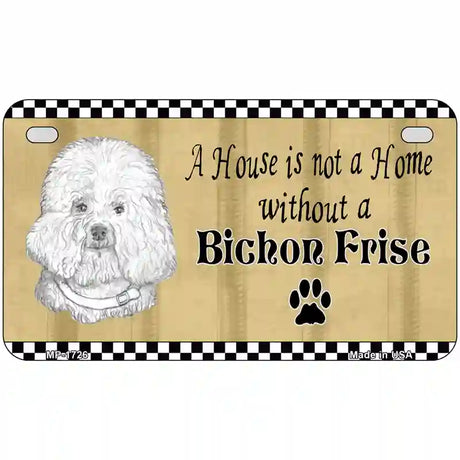 Pencil Sketch Bichon Frise Metal Novelty License Plate 7" x 4" (MP)