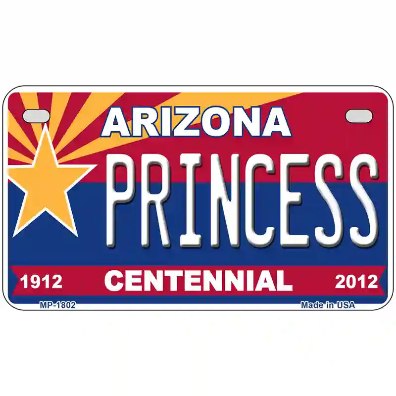 Arizona Centennial Princess Metal Novelty License Plate 7" x 4" (MP)