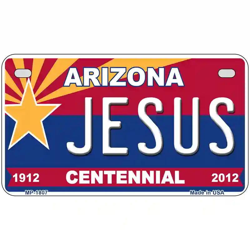 Arizona Centennial Jesus Metal Novelty License Plate 7" x 4" (MP)