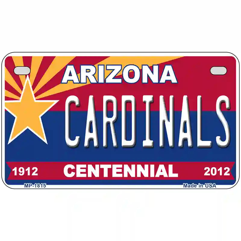 Arizona Centennial Cardinals Metal Novelty License Plate 7" x 4" (MP)