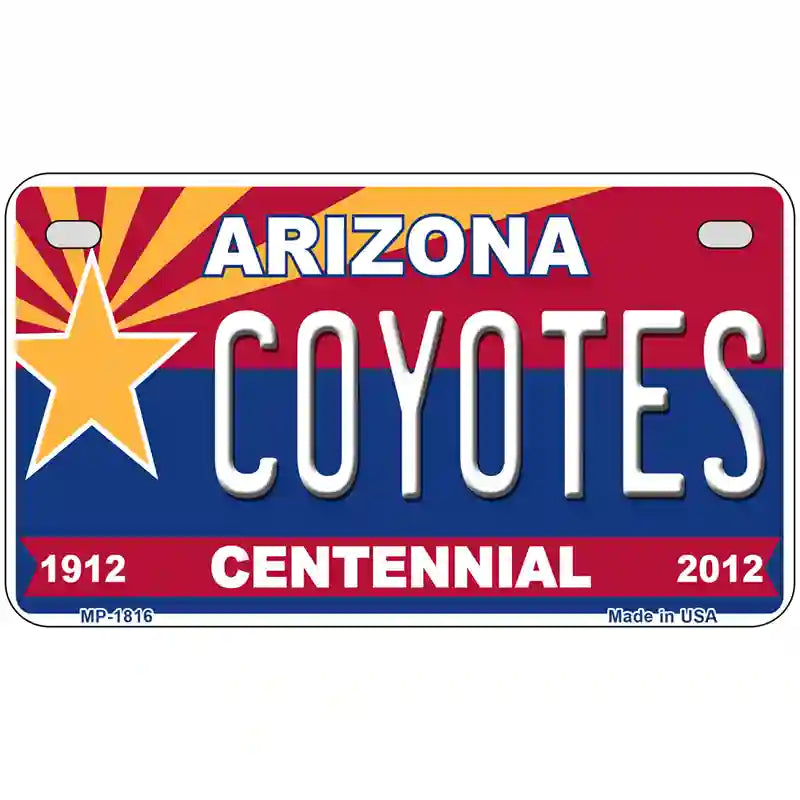 Arizona Centennial Coyotes Metal Novelty License Plate 7" x 4" (MP)