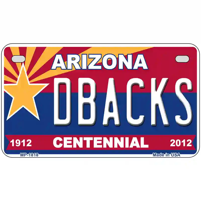 Arizona Centennial Dbacks Metal Novelty License Plate 7" x 4" (MP)