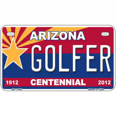 Arizona Centennial Golfer Metal Novelty License Plate 7" x 4" (MP)