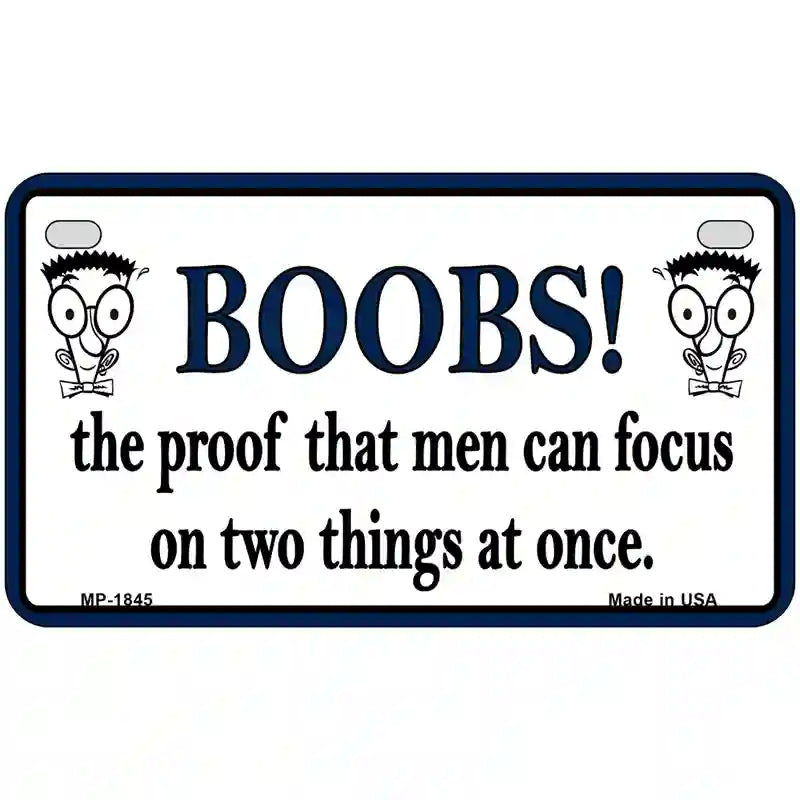 Boobs Proof Metal Novelty License Plate 7" x 4" (MP)