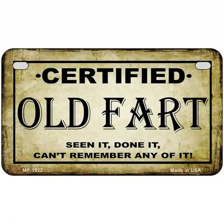 Certified Old Fart Metal Novelty License Plate 7" x 4" (MP)