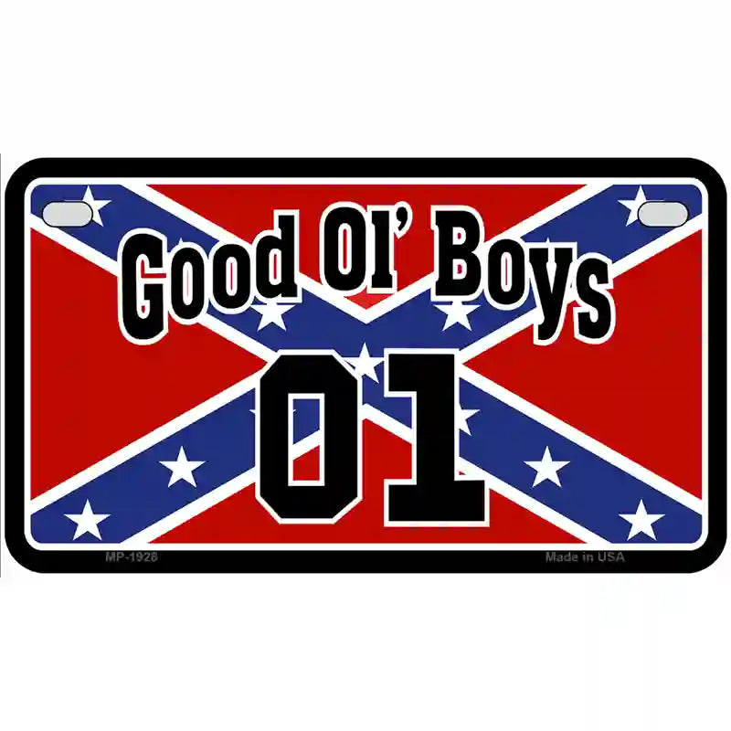 Good Ol Boys Confederate Flag Metal Novelty License Plate 7" x 4" (MP)