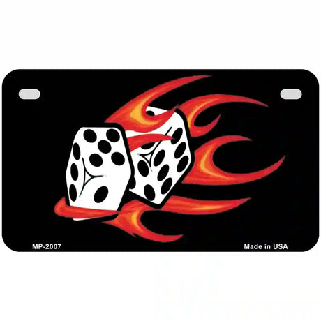 Red Hot Flaming Dice Metal Novelty License Plate 7" x 4" (MP)