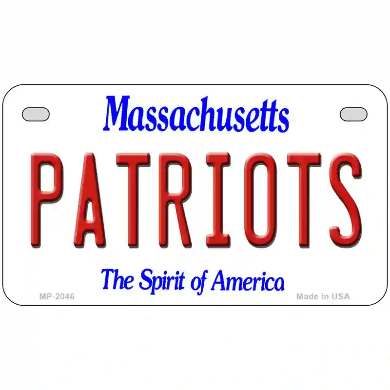 Patriots Massachusetts State Novelty Metal License Plate 7" x 4" (MP)