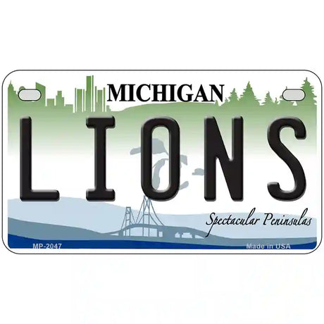 Lions Michigan State Novelty Metal License Plate 7" x 4" (MP)