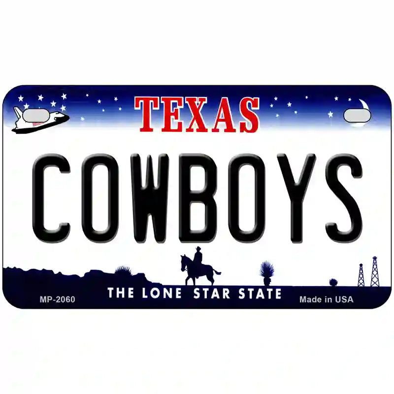 Cowboys Texas State Novelty Metal License Plate 7" x 4" (MP)