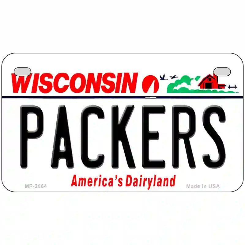 Packers Wisconsin State Novelty Metal License Plate 7" x 4" (MP)