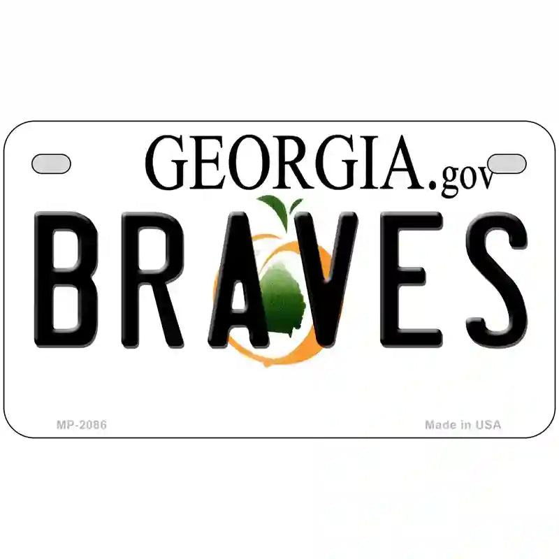 Braves Georgia State Metal Novelty License Plate 7" x 4" (MP)