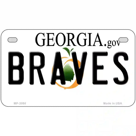 Braves Georgia State Metal Novelty License Plate 7" x 4" (MP)