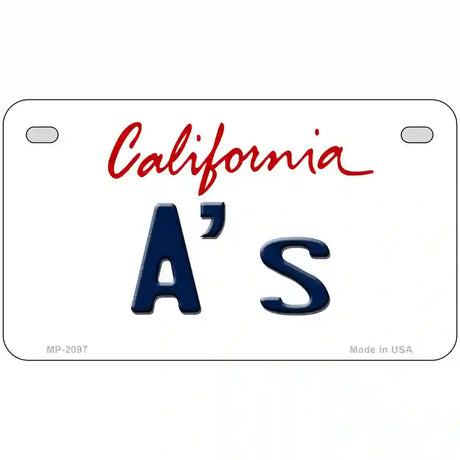 As California State Novelty Metal License Plate 7" x 4" (MP)