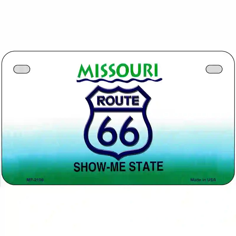 Route 66 Shield Missouri Metal Novelty License Plate 7" x 4" (MP)