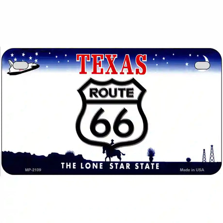 Route 66 Shield Texas Novelty Metal License Plate 7" x 4" (MP)