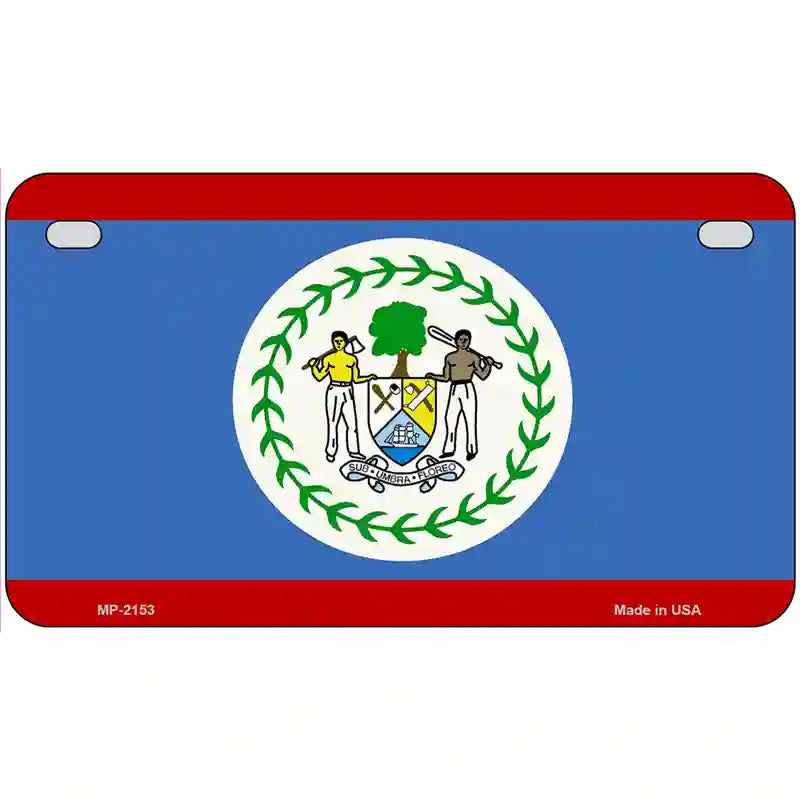 Belize Flag Metal Novelty License Plate 7" x 4" (MP)