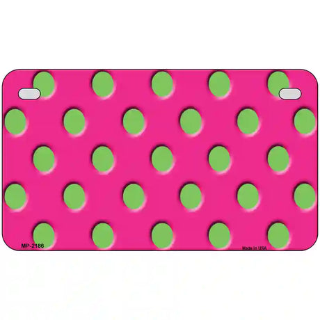 Lime Green Polka Dots Hot Pink Metal Novelty License Plate 7" x 4" (MP)