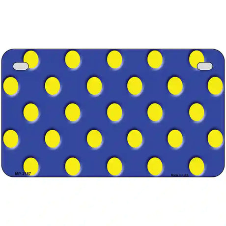 Yellow Polka Dots Royal Blue Metal Novelty License Plate 7" x 4" (MP)