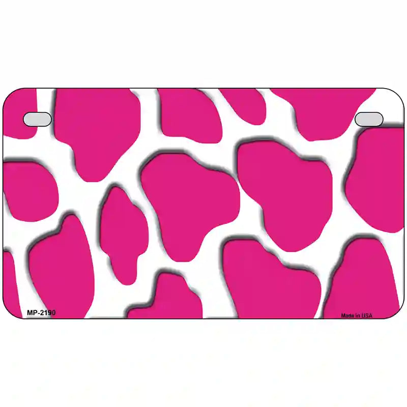 Pink White Giraffe Metal Novelty License Plate 7" x 4" (MP)