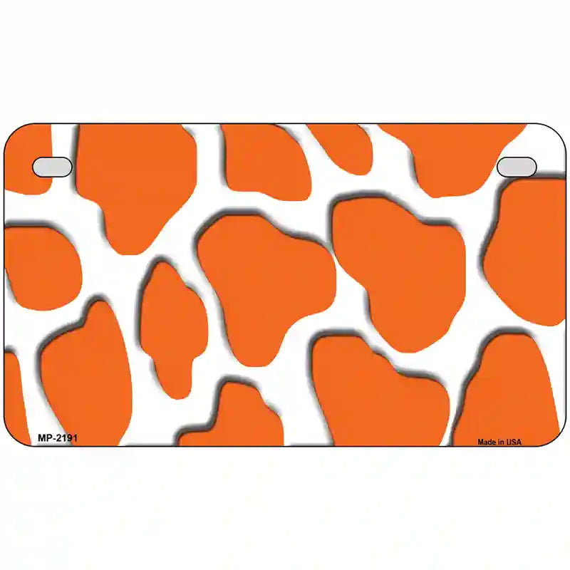 Orange White Giraffe Metal Novelty License Plate 7" x 4" (MP)