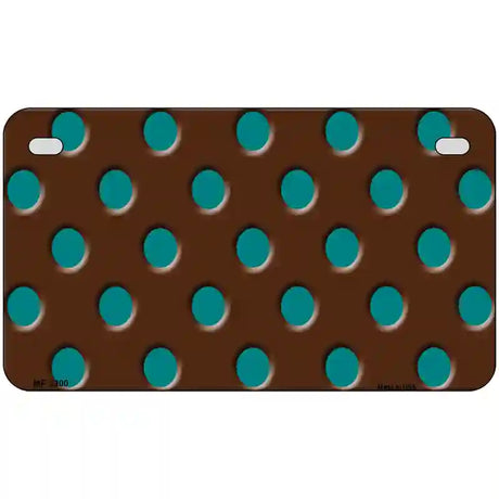 Teal Polka Dots Brown Metal Novelty License Plate 7" x 4" (MP)