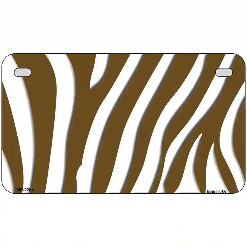 Brown White Zebra Metal Novelty License Plate 7" x 4" (MP)