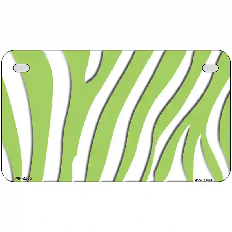 Lime Green White Zebra Metal Novelty License Plate 7" x 4" (MP)