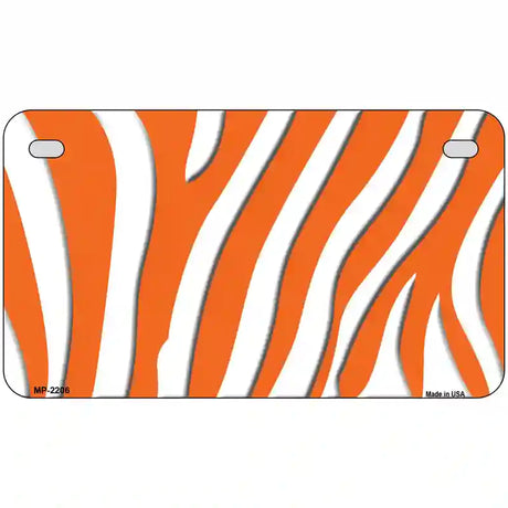 Orange White Zebra Metal Novelty License Plate 7" x 4" (MP)