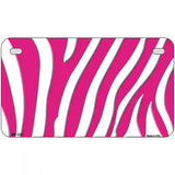 Hot Pink White Zebra Metal Novelty License Plate 7" x 4" (MP)