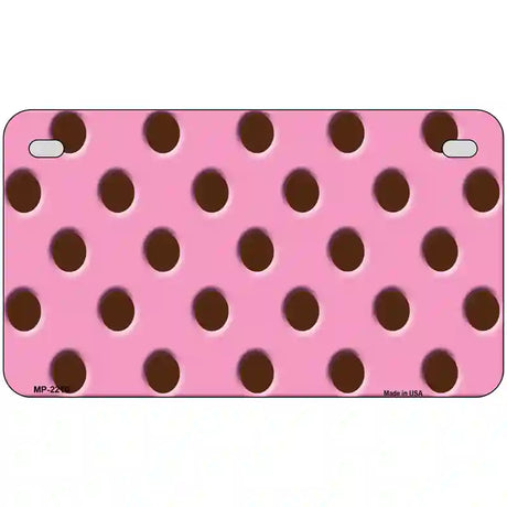 Chocolate Brown Polka Dots Pink Metal Novelty License Plate 7" x 4" (MP)