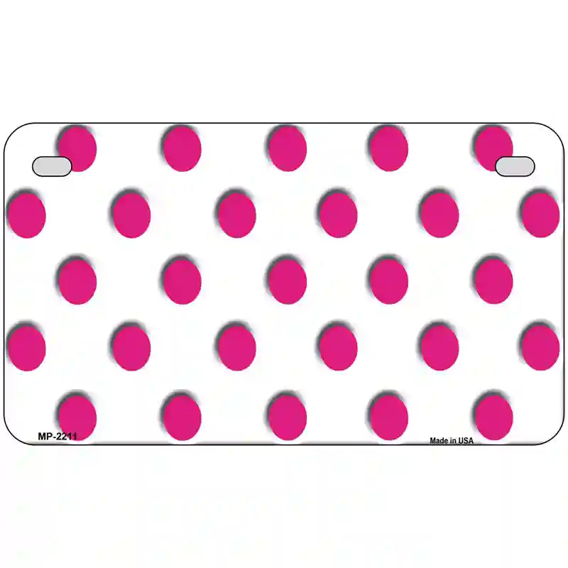 Hot Pink Polka Dots White Metal Novelty License Plate 7" x 4" (MP)