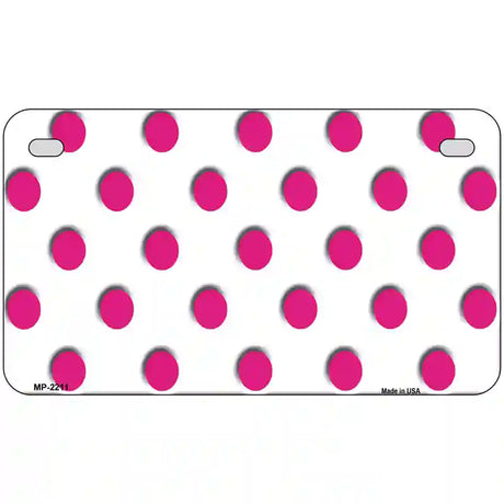 Hot Pink Polka Dots White Metal Novelty License Plate 7" x 4" (MP)