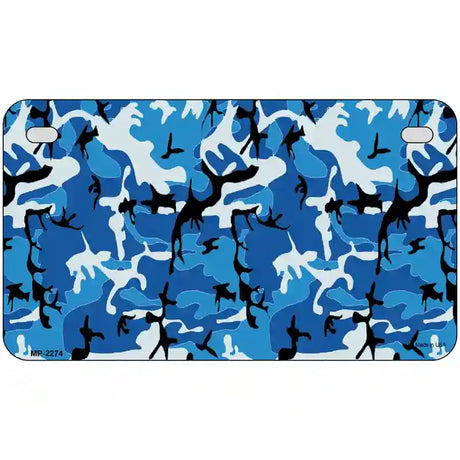 Blue Camouflage Metal Novelty License Plate 7" x 4" (MP)