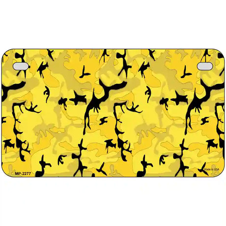 Yellow Camouflage Metal Novelty License Plate 7" x 4" (MP)