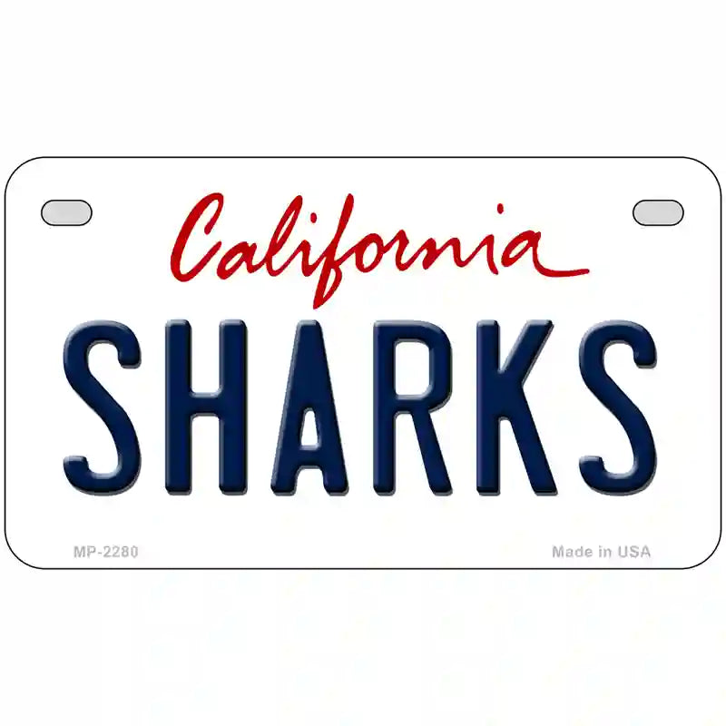 Sharks California Novelty State Metal License Plate 7" x 4" (MP)