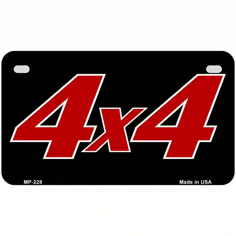 4 X 4 Black Metal Novelty License Plate 7" x 4" (MP)