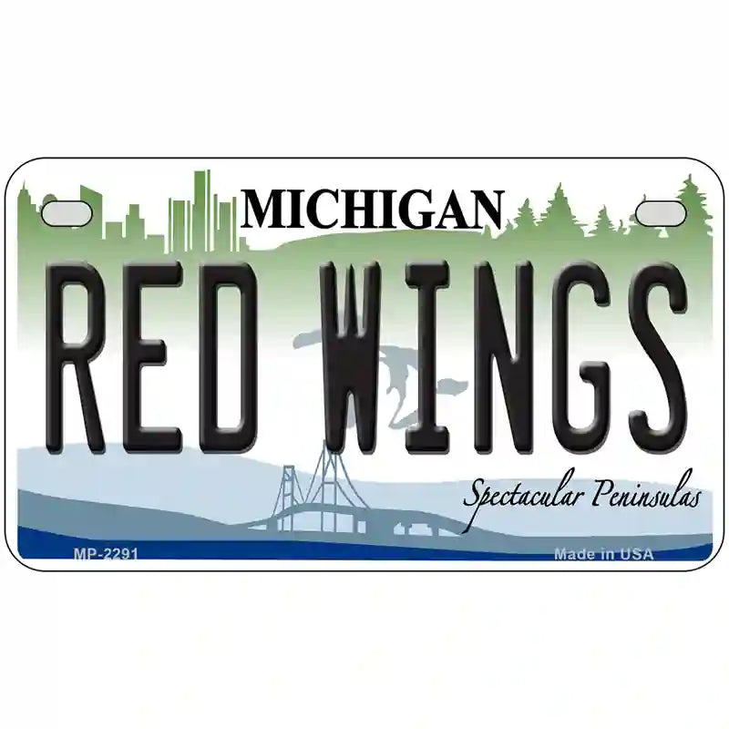 Redwings Michigan Novelty State Metal License Plate 7" x 4" (MP)