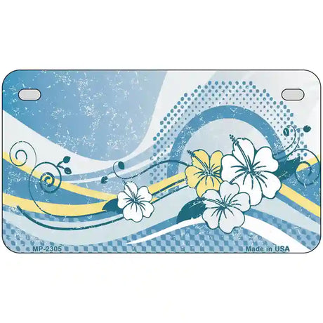 Blue Hawaii Hibiscus Metal Novelty License Plate 7" x 4" (MP)