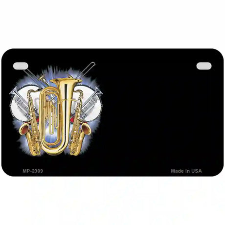 Band Musical Instruments Offset Metal Novelty License Plate 7" x 4" (MP)