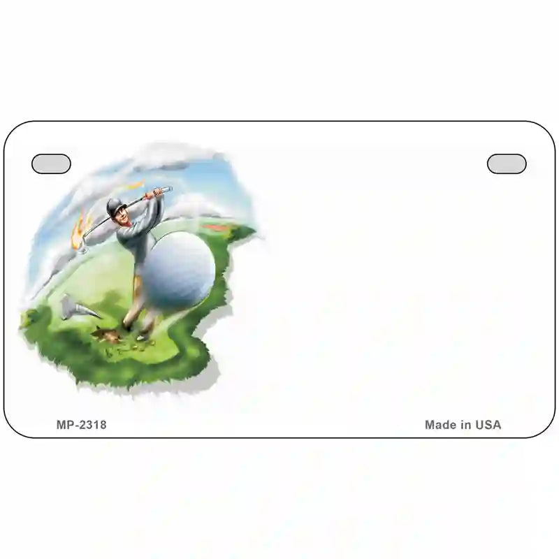 Golf Tee Shot Offset Metal Novelty License Plate 7" x 4" (MP)