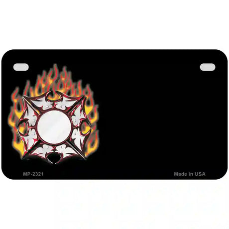 Fire Cross Offset Flat Metal Novelty License Plate 7" x 4" (MP)