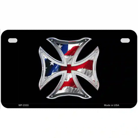 Maltese Cross Flag Metal Novelty License Plate 7" x 4" (MP)