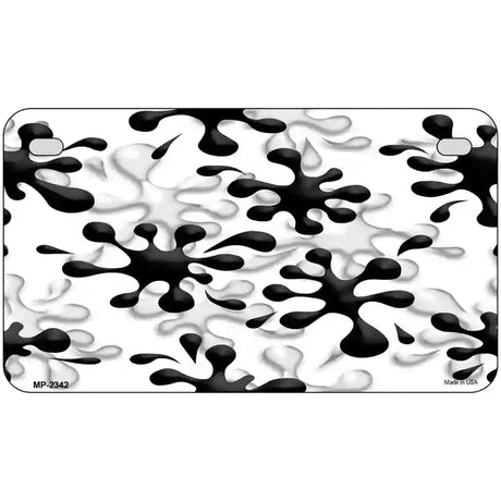 Splatter Black White Metal Novelty License Plate 7" x 4" (MP)